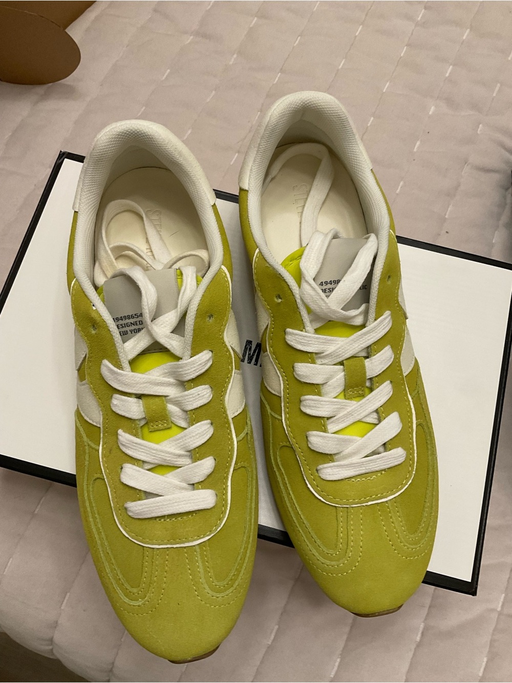Steve Madden Lime Green Suede Sneakers with White Accents